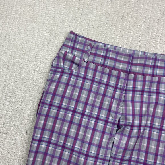 Adidas Capri Pants Womens Plaid Mid Rise Climalite Golf Athletic Casual Read - Picture 2 of 13